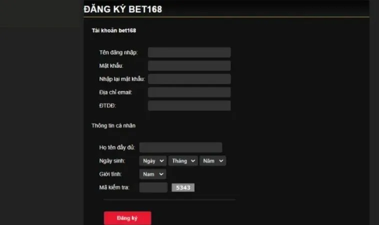 Đăng Ký BET168VN: Bước Chân Đầu Tiên Đến Thế Giới Cá Cược Đỉnh Cao 2 Giao diện Đăng Ký BET168VN